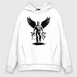 Толстовка оверсайз мужская Крылатый мастер с инструментами, цвет: белый