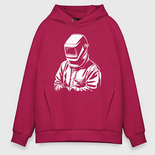 Мужское худи оверсайз Сварщик в маске / Маджента – фото 1