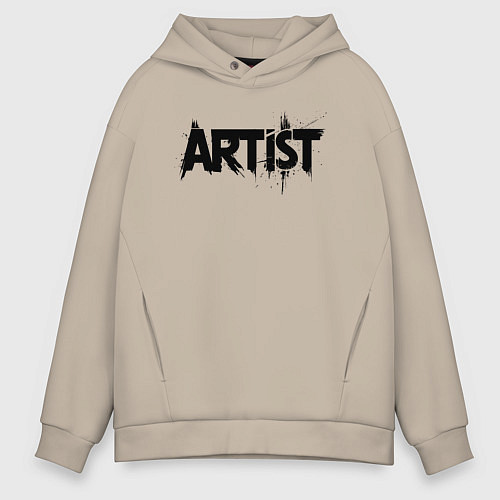 Мужское худи оверсайз Художник в стиле граффити / Миндальный – фото 1