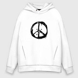 Толстовка оверсайз мужская Знак мира пробитый, цвет: белый