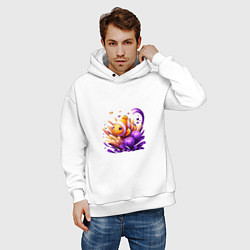 Толстовка оверсайз мужская Рыбка клоун среди водорослей, цвет: белый — фото 2