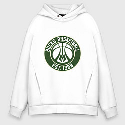 Толстовка оверсайз мужская Милуоки Бакс - команда, цвет: белый