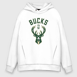 Толстовка оверсайз мужская Милуоки Бакс - команда НБА, цвет: белый
