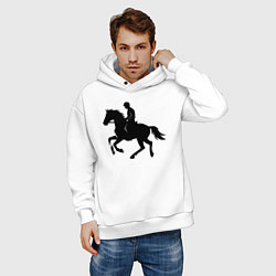 Толстовка оверсайз мужская Спортивный всадник на коне, цвет: белый — фото 2