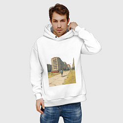 Толстовка оверсайз мужская Мальчик на улице хрущевок ретро 1970-е, цвет: белый — фото 2
