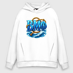 Толстовка оверсайз мужская ВМФ канат и волны, цвет: белый