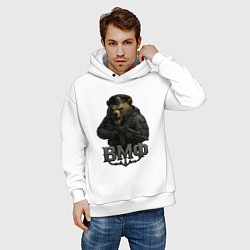 Толстовка оверсайз мужская ВМФ медведь пехотинец, цвет: белый — фото 2