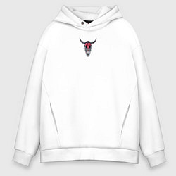 Толстовка оверсайз мужская Пиксельный череп, цвет: белый