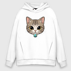 Толстовка оверсайз мужская Вселенский кот, цвет: белый