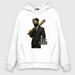 Толстовка оверсайз мужская XXXTentacion с битой, цвет: белый