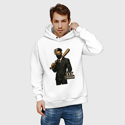 Толстовка оверсайз мужская XXXTentacion с битой, цвет: белый — фото 2
