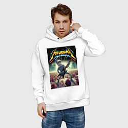 Толстовка оверсайз мужская Концерт группы Футурама - гитарист Бендер, цвет: белый — фото 2