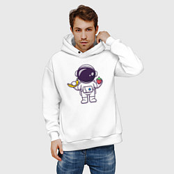 Толстовка оверсайз мужская Космонавт с бананом и клубникой, цвет: белый — фото 2