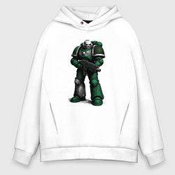 Толстовка оверсайз мужская Космический десантник в зелёных тонах, цвет: белый