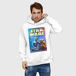 Толстовка оверсайз мужская Bender and Yoda - ai art collab, цвет: белый — фото 2