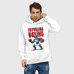 Толстовка оверсайз мужская Bender bending robot - Futurama boxing, цвет: белый — фото 2