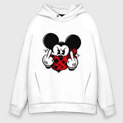 Толстовка оверсайз мужская Микки Маус - гангстер, цвет: белый