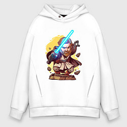 Толстовка оверсайз мужская Звёздные войны: Оби-Ван Кеноби - арт, цвет: белый