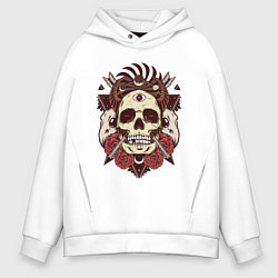 Толстовка оверсайз мужская Череп, цвет: белый