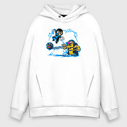 Толстовка оверсайз мужская Скорпион против Саб-зиро, цвет: белый
