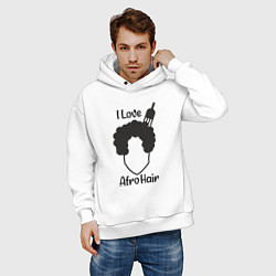 Толстовка оверсайз мужская Люблю афро волосы - парикмахеру, цвет: белый — фото 2
