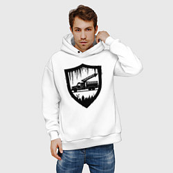 Толстовка оверсайз мужская Пожарная машина в щите, цвет: белый — фото 2