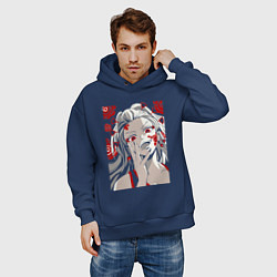 Толстовка оверсайз мужская Клинок, рассекающий демонов Даки, цвет: тёмно-синий — фото 2