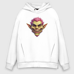 Толстовка оверсайз мужская Гоблин с розовыми волосами, цвет: белый