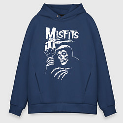 Толстовка оверсайз мужская Misfits скелет, цвет: тёмно-синий