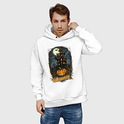 Толстовка оверсайз мужская Halloween mansion, цвет: белый — фото 2