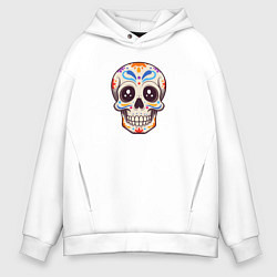 Толстовка оверсайз мужская Сахарный череп графика, цвет: белый