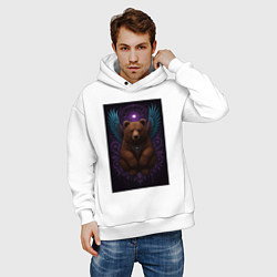 Толстовка оверсайз мужская Духовный медведь, цвет: белый — фото 2