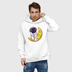 Толстовка оверсайз мужская Отдых на луне, цвет: белый — фото 2