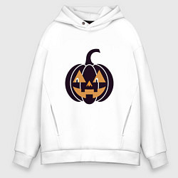 Толстовка оверсайз мужская Тыква Джек фонарь Хэллоуин, цвет: белый
