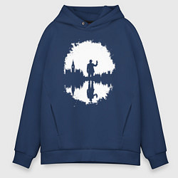 Толстовка оверсайз мужская Тень человека в Англии, цвет: тёмно-синий