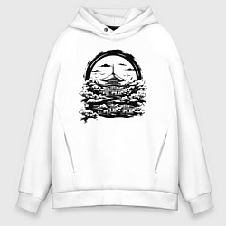Толстовка оверсайз мужская Японская пагода, цвет: белый