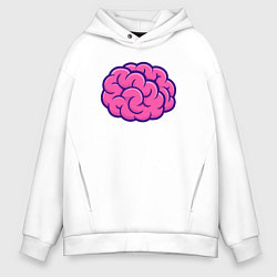 Толстовка оверсайз мужская Розовый мозг, цвет: белый