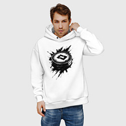 Толстовка оверсайз мужская Чёрная хоккейная шайба, цвет: белый — фото 2