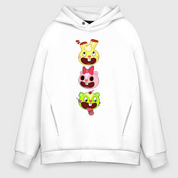 Толстовка оверсайз мужская Happy Three Friends heads, цвет: белый