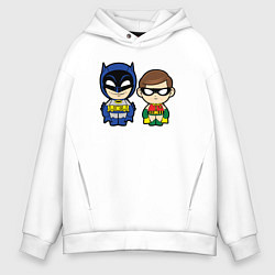 Толстовка оверсайз мужская Batman and Robin kids, цвет: белый