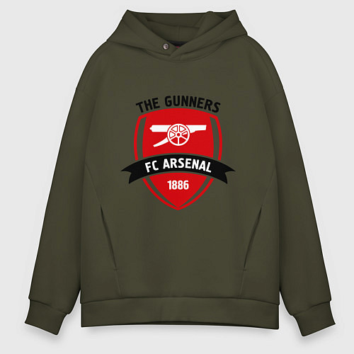 Мужское худи оверсайз FC Arsenal: The Gunners / Хаки – фото 1