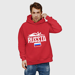Толстовка оверсайз мужская Russia, цвет: красный — фото 2