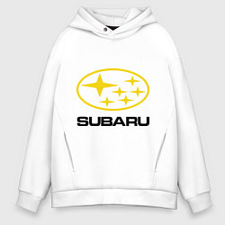 Толстовка оверсайз мужская Subaru Logo, цвет: белый