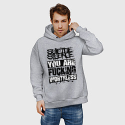 Толстовка оверсайз мужская Suicide Silence: You are Fucking, цвет: меланж — фото 2