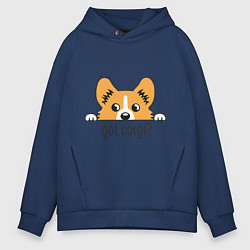 Толстовка оверсайз мужская Got Corgi, цвет: тёмно-синий