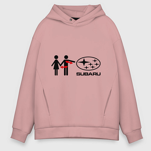 Мужское худи оверсайз I love subaru / Пыльно-розовый – фото 1