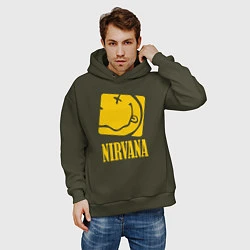 Толстовка оверсайз мужская Nirvana Cube, цвет: хаки — фото 2