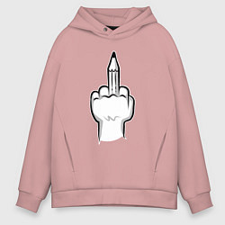Толстовка оверсайз мужская Fuck pencil, цвет: пыльно-розовый