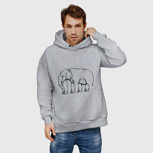 Мужское худи оверсайз Сколько ног у слона / Меланж – фото 3