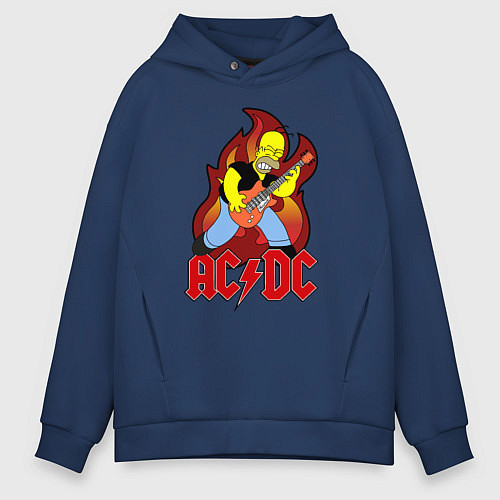 Мужское худи оверсайз AC/DC Homer / Тёмно-синий – фото 1